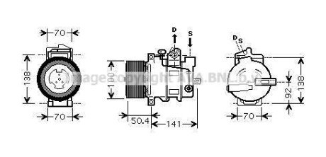 Компресор кондиціонера MERCEDES-BENZ GL,ML-SERIES (2005) (AVA) - (0012308311, 0022305311, 0012304711) AVA COOLING MSAK431 (фото 1)