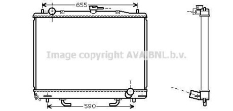 Радіатор охолодження двигуна Mitsubishi Pajero 3,2d 00> 07> AT AVA - (mr968289, mr968133, mr529225) AVA COOLING MT2163