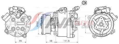Компресор кондиціонера MITSUBISHI ASX/ LANCER (2007)- (AVA) - (1607966980, 1609352680, 1643639280) AVA COOLING MTAK294