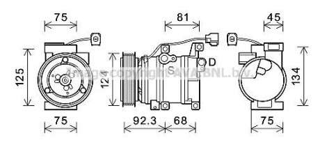 КОМПРЕССОР КОНДИЦИОНЕРА MAZDA 3 (BK) 2.3 MPS2.3 MZR SPORT 03-09, 6 (GG) 1.82.02.32.3 MPS TURBO 02-07, 6 HATCHBACK (GG) 1.82.02.3 02-07, 6 STATION WAGO - (h12A1AF4DW, GJ6A61K00F, GJ6A61K00A) AVA COOLING MZAK219 (фото 1)