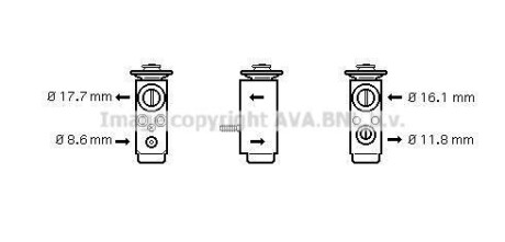 Расширительный клапан, кондиционер - (1618263, 77363737, 93171816) AVA COOLING OL1352