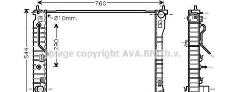 Радиатор, охлаждение двигателя - AVA COOLING OL2434