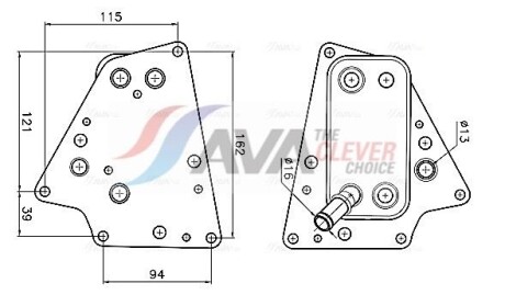 Охолоджувач оливи - ((0650767, 52985915, 55197184, 55199627, 55229177)) AVA COOLING OL3748