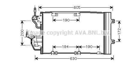 Радіатор кодиціонера - (1850111, 6850237, 13171592) AVA COOLING OL5454D