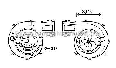 Вентилятор обігрівача салону Opel Vectra C 02> climat AVA - (13221349, 13250115, 1845089) AVA COOLING OL8618