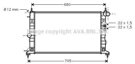 Радиатор охлаждения двигателя Opel Vectra B 1,6-2,0i MT AC+ AVA - (630121, 632269, 632262) AVA COOLING OLA2244