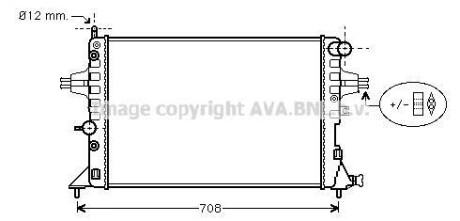 Радиатор охлаждения двигателя Opel Astra G 1,4-1,8i >05 AT AC+ - (1300196, 1300214, 9119482) AVA COOLING OLA2254