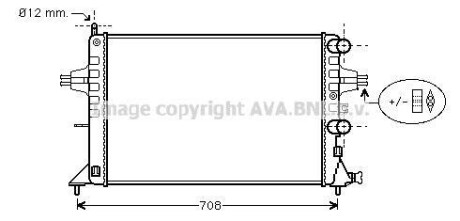 Радіатор, Система охолодження двигуна - (90570727, 13150402, 09119481) AVA COOLING OLA2255