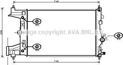 Радиатор, охлаждение двигателя - (1300300, 13267652, 13267653) AVA COOLING OLA2545