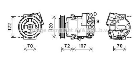 Компрессор - ((0608DPSS, 1140865, 1618415, 1618424, 1618063)) AVA COOLING OLAK595
