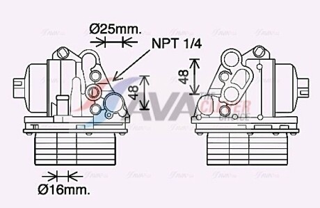 Радиатор масляный Citroen Jumper (06-)/Peugeot Boxer (06-)/Ford Transit (06-), T - (1103Q1, 2007522, 9675549080) AVA COOLING PE3400H