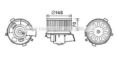 Вентилятор отопителя салона Peugeot 206 (00-), 307 (00-) auto AC AVA - (6441K0) AVA COOLING PE8378