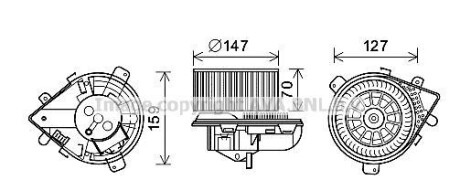 Вентилятор отопителя салона Peugeot Expert (96-06), Citroen Jumpy (96-06), Fiat - (6441E2, 9566944380) AVA COOLING PE8393