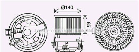 Вентилятор обігрівача салону Citroen C3 (16-)/Peugeot 2008 (13-) AVA - (1608182080) AVA COOLING PE8558