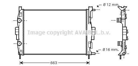 Радиатор охлаждения двигателя Renault Megane II Scenic Grand Scenic (02-) 1,6i 2 - (8200115542, 8200117609) AVA COOLING RT2307