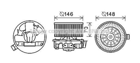 Вентилятор обігрівача салону Renault Clio III AVA - (7701062225, 7701062226) AVA COOLING RT8576