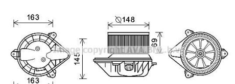 Вентилятор обігрівача салону Renault Megane (95-02) Scenic (95-02) AC+ AVA - AVA COOLING RT8587