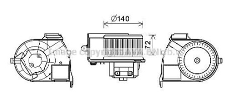 Вентилятор обігрівача салону Renault Kangoo I AC+ AVA - (7701057683, 7701059205) AVA COOLING RT8617