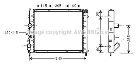 Радіатор охолодження двигуна Renault Kangoo I 1,9d MT AVA - (7700304932, 7700312858, 8200140972) AVA COOLING RTA2215