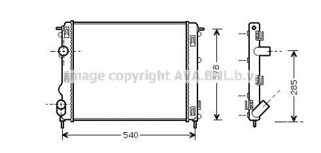 Радиатор охлаждения двигателя Renault Logan 1,4-1,6i 8V MT AC+ AVA - (7700436916, 7711368062) AVA COOLING RTA2270