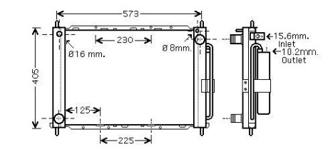 Радиатор охлаждения двигателя Renault Clio III (06-) Modus (05-) 1,2i 1,5d MT/AT - (8200134606, 8200149953, 8200289181) AVA COOLING RTM405 (фото 1)