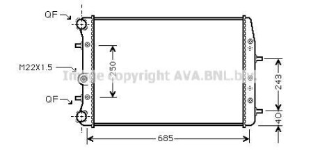 Радиатор охлаждения двигателя VW Polo (01-09), Skoda Fabia (99-07, 07-15), Room - AVA COOLING SAA2008