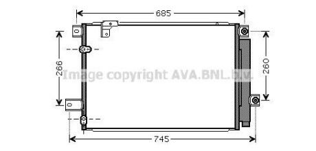 Конденсер TOYOTA AVENSIS 2.0D 05- - (8845005170, 884500F140) AVA COOLING TOA5409D