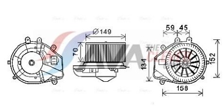 Вентилятор отопителя салона Skoda Superb (01-08), VW Passat B5 (96-05), Audi A - AVA COOLING VN8352