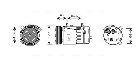Компресор кондіционера (AVA) - ((7D0820805G, 7D0820805H, 7D0820805K, 7D0820805C)) AVA COOLING VNAK050
