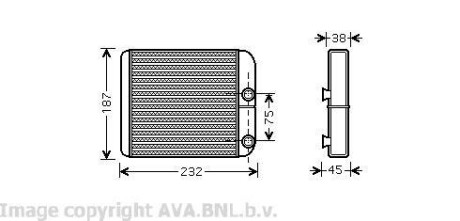 Теплообмінник, Система опалення салону - AVA COOLING VO6129