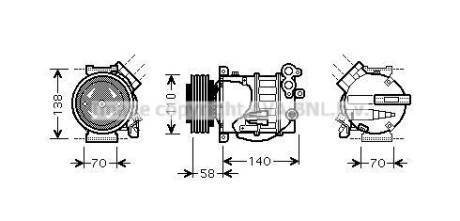 Компресор кондиціонера - ((30780442, 36002114, 31250607, 30742236, 30742208)) AVA COOLING VOAK144