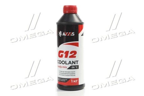 Антифриз RED G12 Сoolant Ready-Mix -36°C <> (червоний) (Каністра 1кг) - Axxis AX-P999-G12R RDM1