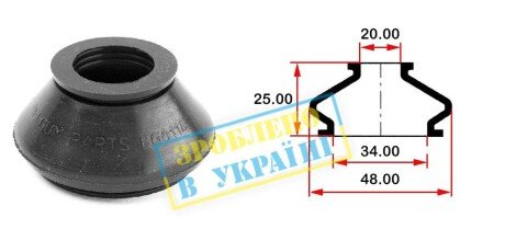 Пильовик (O D34хd20хH25) універсальний для кульової опори, рульового наконечника - BELGUM PARTS BG0114