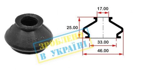 Пильовик (O D33хd17хH25) універсальний для кульової опори, рульового наконечника - (4418223, 4016000Q0A, 8200565072) BELGUM PARTS BG0133 (фото 1)