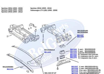 Комплект подушок ресорів (передньої) MB Sprinter 96- (пластик) - (05139188AA, 5139188AA) BELGUM PARTS BG1322