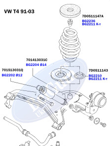 Проставка пружины (задней) VW Т4 91-03 (нижняя) - (7D0511143) BELGUM PARTS BG2210 (фото 1)