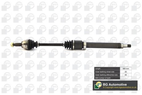 Піввісь Ford Fiesta/Fusion 1.0-1.6 02- (25/23) 930mm Пр. - BGA DS2304R