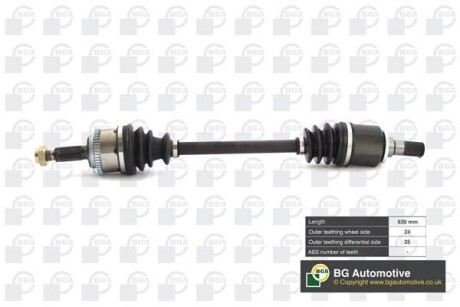 Піввісь Kia Picanto 1.0/1.1i -11 (24/25) 630mm Л. - (4950007010, 4950007060, 4959107010) BGA DS3604L