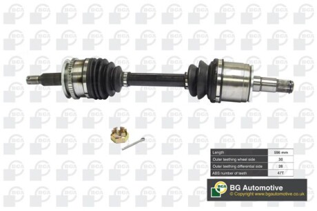 Полуось Mitsubishi L200 2.5d 06- (30/28 +ABS 47z) 596mm Л. - ((3815A379, MN110547, 3815A307, 3815A309)) BGA DS6101L