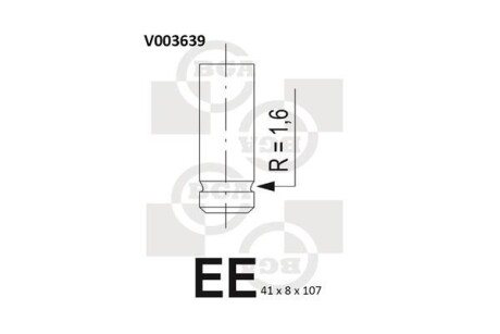 Клапан впуск (41х8х107) Suzuki Vitara/grand Vitara 2.0 -01/Mazda E2200 2.2 -03 - BGA V003639