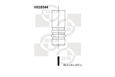 Клапан впуск. Sierra/Mondeo -00 1.8D (36.5x8x107.1) - BGA V018344