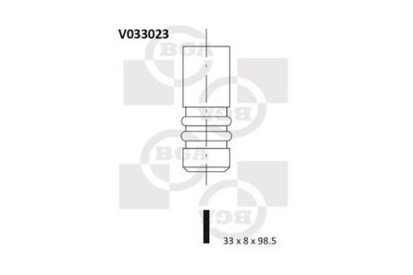 Клапан випуск. Golf II/Passat B2/Audi 80 1.8i (33x8x98.5) - BGA V033023