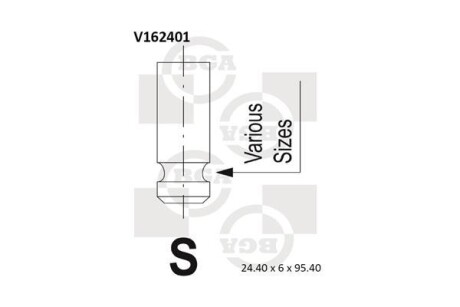 Клапан випуск. i30/ACCENT/SANTA/SONATA/TUCSON/CARENS/CEED/ MAGENTIS 1.5-2.2CRDi 01- - (2221227000, 2221227001) BGA V162401