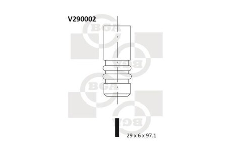 Клапан двигуна впуск. Vectra B 96-03/Vectra C 02-/Zafira A 99-05 2.0-2.2 TDI (97.1x29x6) - BGA V290002