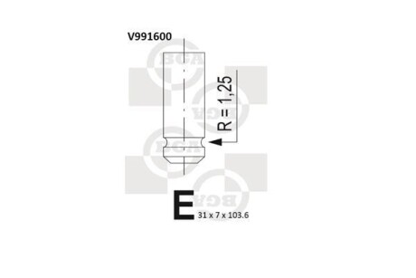 Клапан випускний Daewoo Lanos/Sens 97-05 - BGA V991600