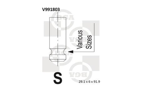 Клапан впуск. ACCENT/RIO/CERATO 1.4/1.6i 02- - (2221126600) BGA V991803