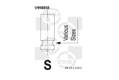 Клапан випуск (29х6х114.2)Mitsubishi Galant/L300 2.0i -03 (4G63) - BGA V998858