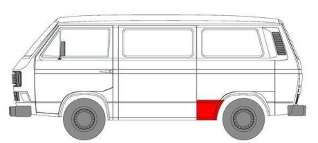 Ремонтна частина крила задн Лів (перед колесом) VW TRANSPORTER T3 05.79-07.92 - BLIC 6504-03-9557561P