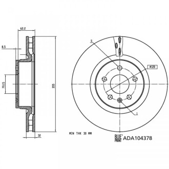 Фото 4 - Гальмівний диск BLUE PRINT ADA104378