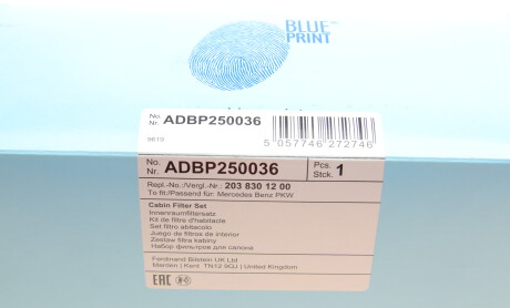 Фото 7 - Фильтр салона BLUE PRINT ADBP250036
